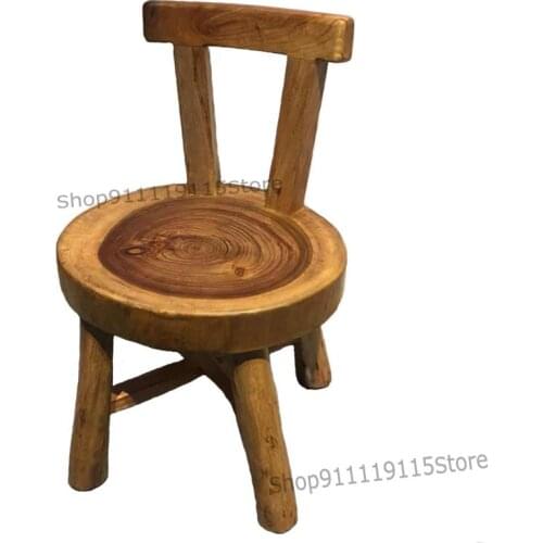 Small Round Solid Wood Back Chair Adult Family Dining Chair Art Chinese Guest Chair Multi Function Original Ecology