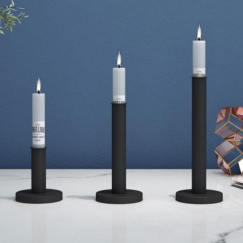 Nordic Style Metal Black Candlestick New Candle Holders Wedding Decoration Wrought Iron Candle Holder Bar Party Home Decor S/M/L