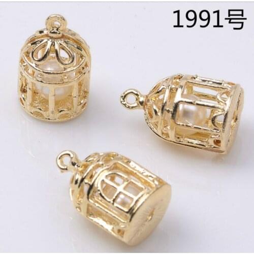 Fashion explosion models pearl bird cage diy hair accessories clothing alloy pendant 10pcs