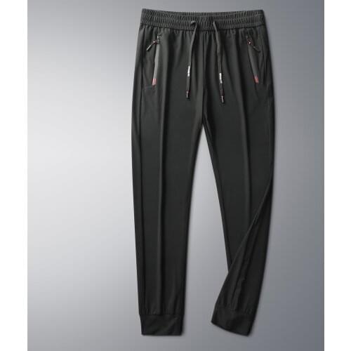 Jogger Men Pants 2021 New Summer Stretch Fabric Ice Silk Pants Thin Large Fashionable Young Mens Casual Mens Clothing