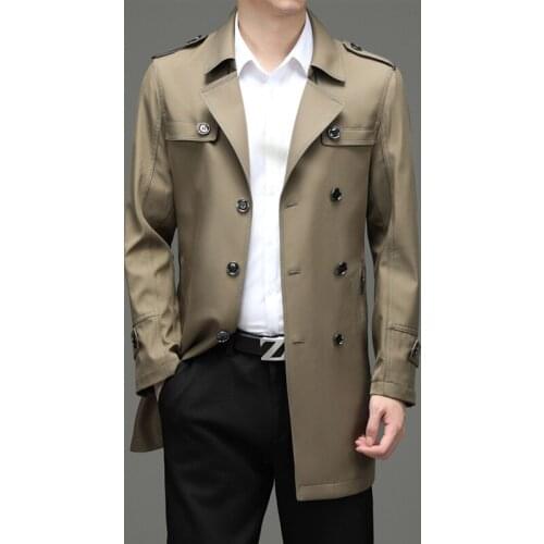 Spring/Autumn Business Casual Mens Long Jacket Men Cardigan Turn-down Collar Overcoat High Quality Trench Coats Male 3 Colors