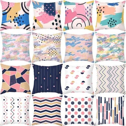 Nordic Colorful Geometric Series Polyester Pillow Case Decorative Pillows Cover for Sofa Car Home Decoration Accessories