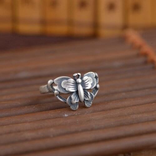 2019 new 100% S925 pure silver open style exquisite female Butterfly Ring for Women Gift Womens silver ring