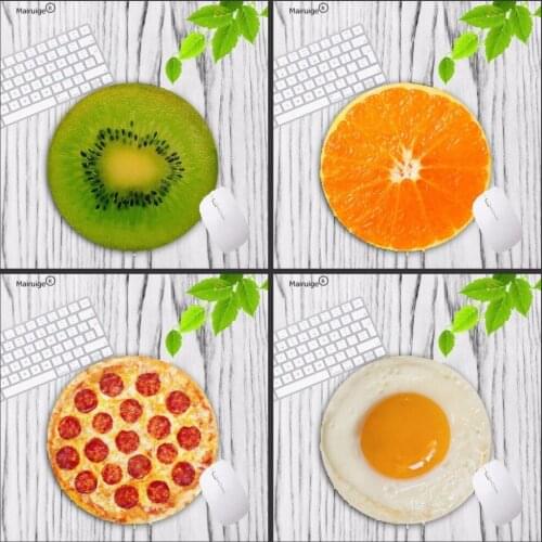 Mairuige New Arrivals Fruit Orange Food eggs Pizza Delicious Laptop Computer Mousepad Size for 20X20CM 22X22CM Round Mousepad