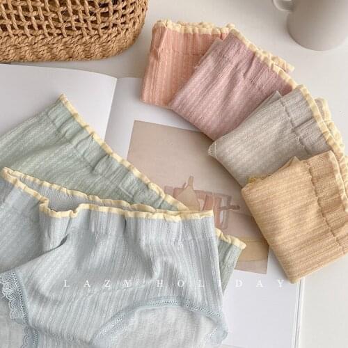 New Womens Cotton Underwear Sexy Lace Panties Fashion Girl Comfort Briefs Middle Waist Seamless Underpants Female Lingerie