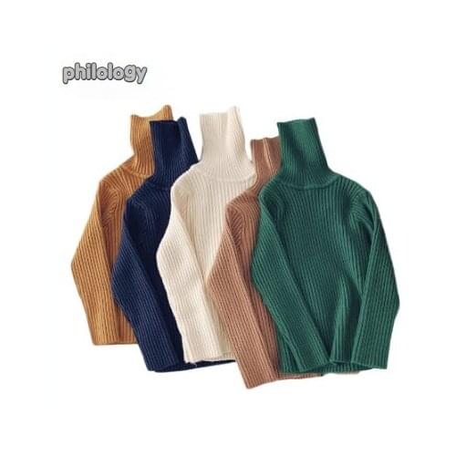 PHILOLOGY12M-7T Boys girls high-neck knitted pulloversbase knitted winter sweaters toddler girl sweaters toddler boy sweaters