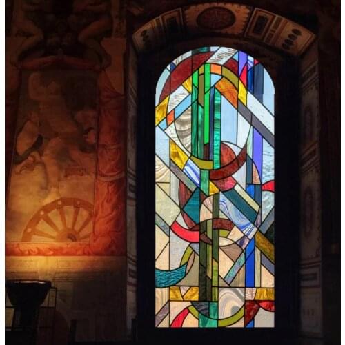 Window Films Stained Glass Films Static Cling Frosted Opaque Church Home Decor Door Sticker Window Treatment Privacy Custom Size