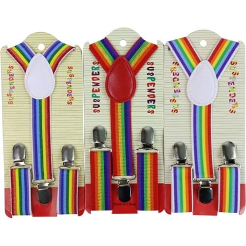 Rainbow Print Suspenders Baby Boys Girls Lovely Suspenders Clip-on Y-Back Braces Elastic Kids Suspenders Gift