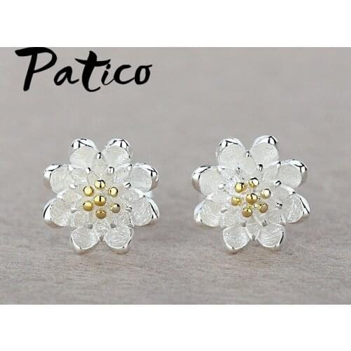 Top Selling Fashion One Pair Earring Accessories 925 Sterling Silver Flower Ear Stud For Women Girls Holiday Jewelry Gift