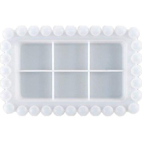 Bead Edge Rectangle Plate Silicone Mold DIY Craft Fruit Cake Table Tray Epoxy Resin Molds Jewelry Storage Organizer Mold