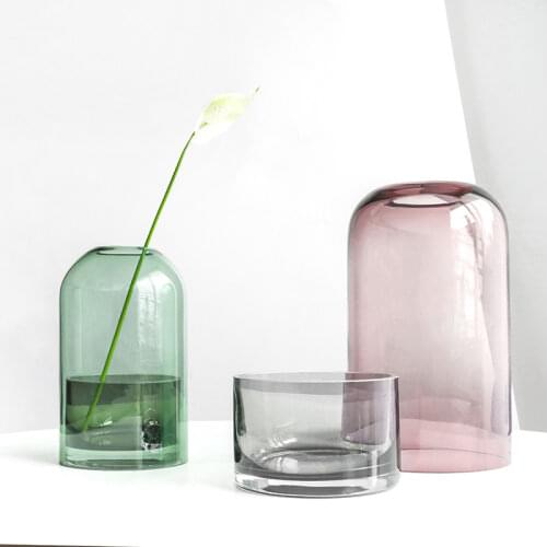 Nordic Design Glass Candle Holder Transparent Glass Vase Art Flower Candle Stand and Set Candelabros Ornaments Decor FC331