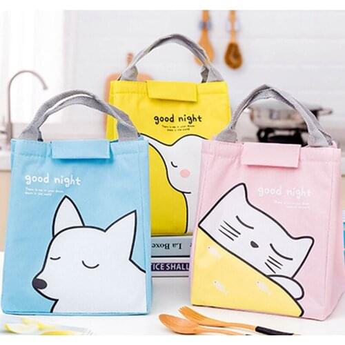 Cooler Lunch Bag Fashion Ctue Cat Multicolor Bags Women Waterproof Hand Pack Thermal Breakfast Box Portable Picnic Travel