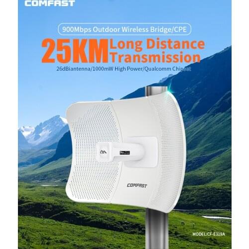 Waterproof Wifi Router 900Mbps Wireless Repeater/Wifi Bridge 25KM Long Range 5.8Ghz Outdoor CPE AP Bridge 24V POE 26dBi Antenna