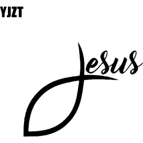 YJZT 12.7CM*10CM Jesus Fish Vinyl Decal Sticker Car Window Wall Bumper Decoration Black/Silver C2-3050