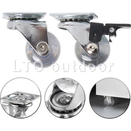 1PCS 360 Degree Transparent Swivel Caster Wheels, Heavy Duty Caster With Top Plate No Noise Wheels For Furniture Accessories