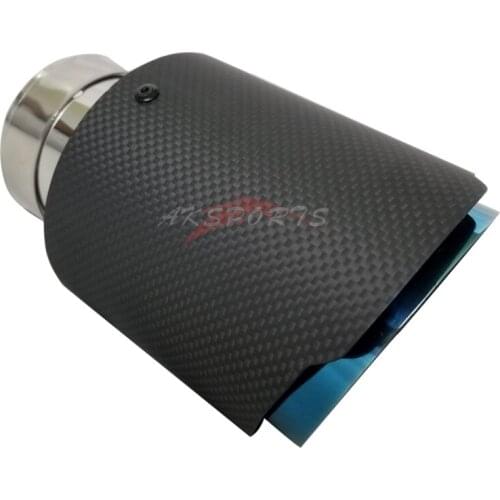 1 PC Blue Pipe Carbon Fiber exhaust tip Stainless Steel Universal Muffler tips With A Logo Muffler Pipes For e90