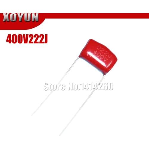 10PCS 400V222J 400V2.2NF 400V2200PF 0.0022UF Pitch 10mm 400V 222J CBB Polypropylene Film Capacitor