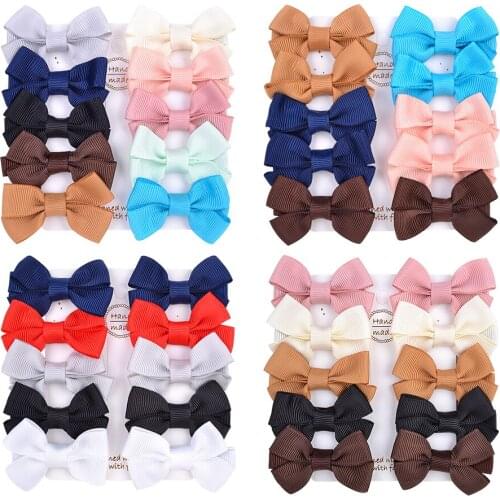 10Pcs/set Solid Bowknots Hair Clips For Cute Girls Safety Boutique Hairpins Handmade Barrettes Headwear Kids Hair Accessories