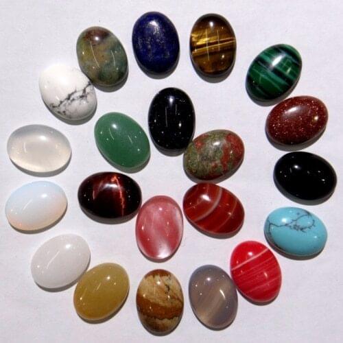 18*25mm Natural Stone Quartz crystal Turquoises lapis tiger eye Opal Ovale Cabochon beads for diy Jewelry making Accessories10pc