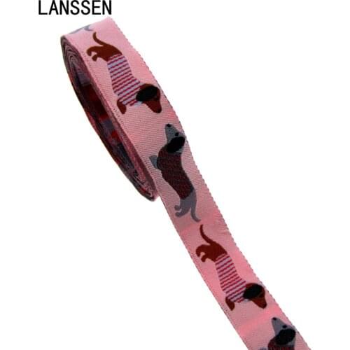 2Yards Fabric Jacquard Ribbon Trim 5/8" dachshund puppies Woven Brand Labels Craft Sewing Accessories 15mm