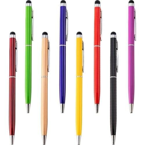 20pcs/lot Special Wholesale Metal Pen Advertising Metal Ball Pen Colorful Stationery Touch Stylus Pens with custom logo