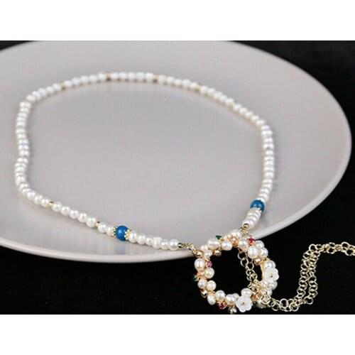 2020 Fashion Chain Baroque Natural Freshwater Pearl Charm Pendant Choker Collar Bib Clavicle Necklace Jewelry Party Anniversary