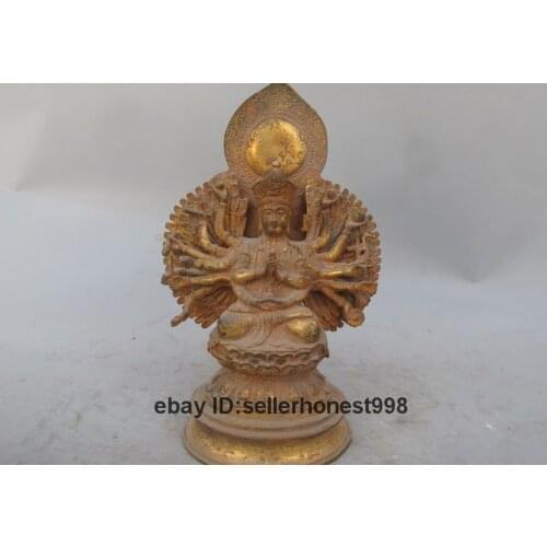 26 CM Tibet Bronze Buddhism 1000 Armed Kwan-Yin Maha Cundi Bodhisattva Statue