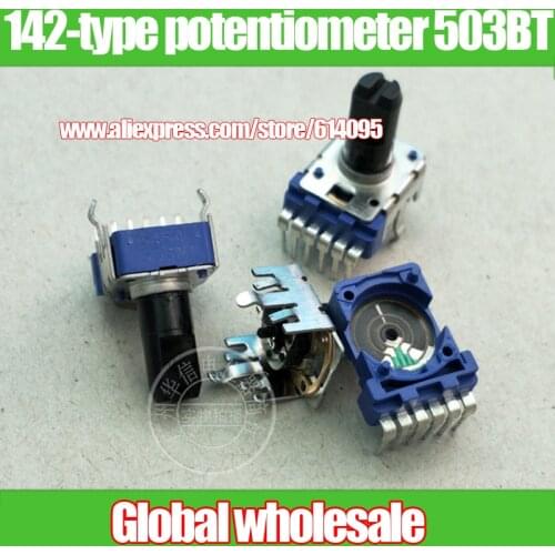 3pcs Taiwan FD 142-type vertical double potentiometer 503BT / 6 feet / 50K / with midpoint / handle 13MMF / RD12L12CA606-SAS1