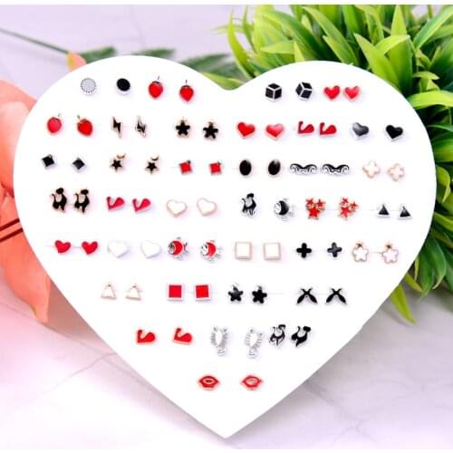 36 Pairs/lot Girls Plastic Stud Earrings Mixed Style Colorful Dripping oil Animal Earrings Set For Women Jewelry Dropshipping