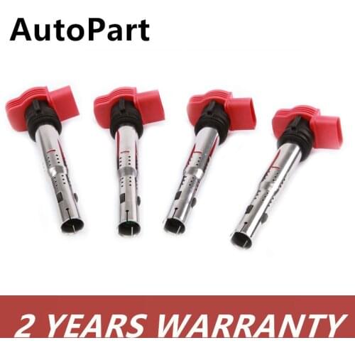 4PCS/Set 06E905115B UF-529 Red 12V Ignition Coils Unit For Audi A4 A5 A6 Quattro Q5 Q7 R8 S4 S6 VW Touareg C1631 06E 905 115 F