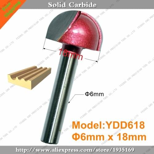 6mm*18mm,1pcs,Free shipping CNC Engraving Woodworking Milling Cutter,Tungsten Solid carbide End Mill,Round Bottom Router Bit