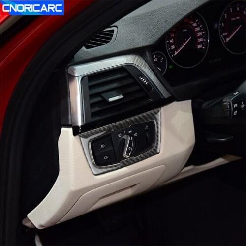 Car Styling Headlight Switch Buttons Decoration Frame Trim Carbon Fiber For BMW 3 Series F30 3GT F34 Interior Auto Accessories