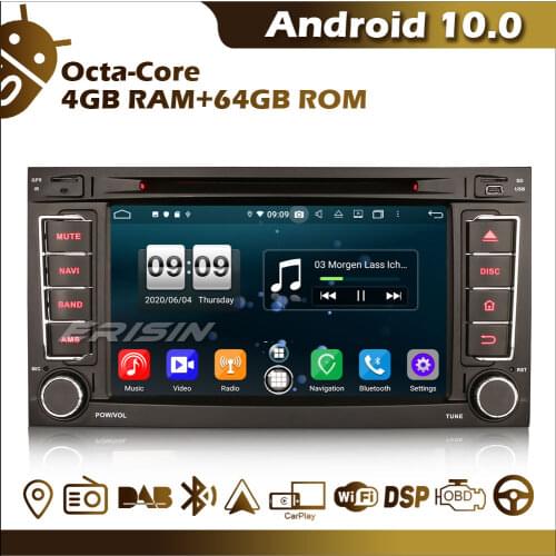 Erisin ES8706T 8-Core Android 10 CarPlay GPS Navi DAB+ DVD DSP Bluetooth OBD2 WiFi DVR TPMS DVBT2 USB for VW Multivan T5 Touareg