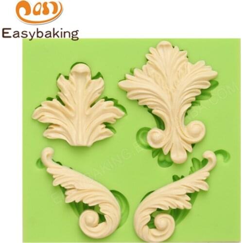 Big Resin Molds 4 Cavity Baroque Style Silicone Arts Mold Sugarcraft Icing Mould Fondant Cake Decoration Baking Tools