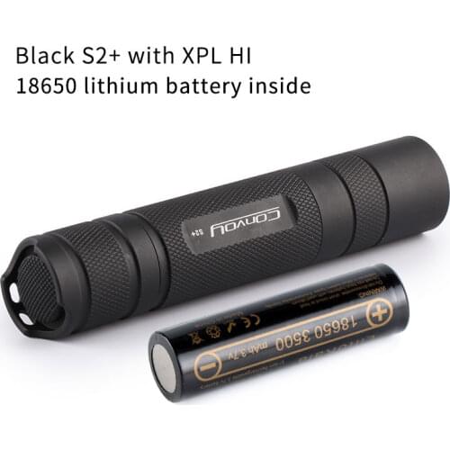 Black S2+ with XPL HI ,18650 flashlight ,torch,18650 battery inside