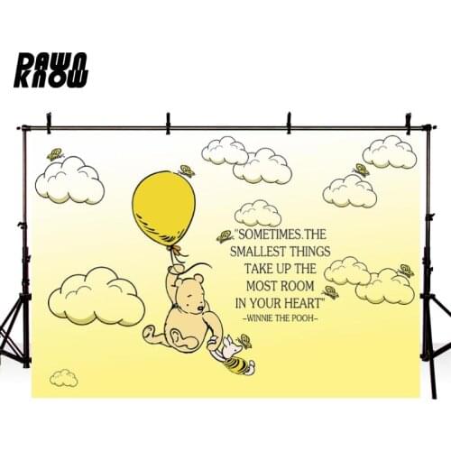 DAWNKNOW Balloon Bear Photography Background Newborn Cartoon Cloud Photocall Backdrop Baby Birthday Party Photo Shoot lv2527