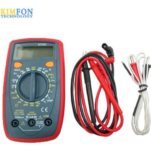 DHL Fedex 100pcs/lot Digital LCD Screen Tester Digital Multimeter With Temperature Measurement DT33C