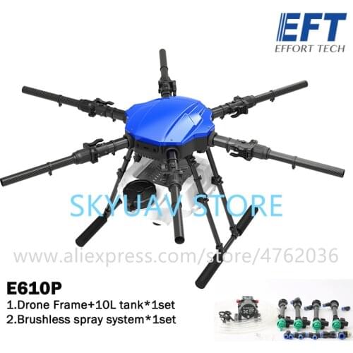 EFT E610P 6 Axis 10KG/10L 30mm Arm Spraying Gimbal System Folding Quadcopter Agriculture Drone