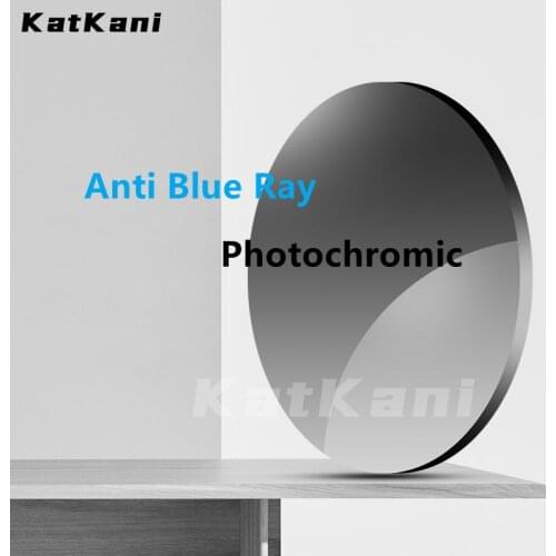 KatKani 1.56/1.61/1.67/1.74 Photochromic And Anti-Blue Light Aspherical Lens Chameleon Myopia/Hyperopia/Prescription Lens 1 Pair