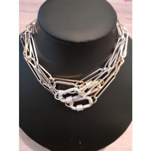 HOLLY JUNE chunky links chain pave CZ zircon spiral buckle necklace 2020 jewelry bohemian necklaces for women