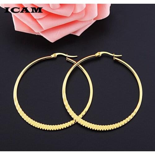 ICAM 2019 New 1Pairs/set Vintage Dangle Big Circle Hoop Earrings Women Steampunk Ear Clip