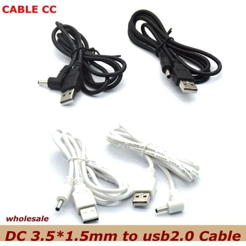 100pcs/lot A type USB 2.0 male to DC power male plug adapter 90 degree male 3.5mm x 1.35mm power converter cable