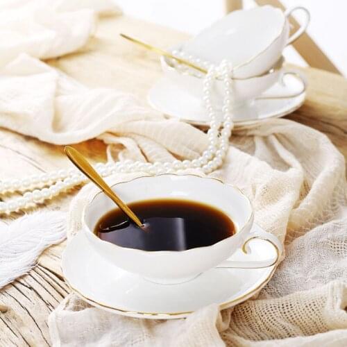 Coffee Cups & Saucers Ceramic Coffeeware Set Elegant British Style Mug Milk Tea Drinkware White Porcelain Cups Of Coffee 2021