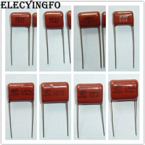 10pcs CBB capacitor 400V 103~475 10nF~4.7uF Metallized Polypropylene Film Capacitor All Values