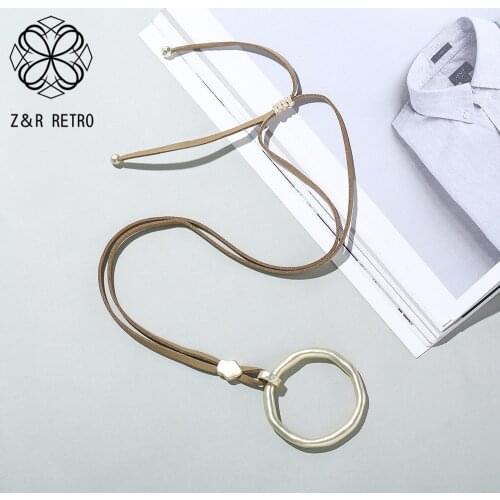 Leather Long Chain Necklace Trendy Jewelry Women Chokers Handmade Pendants Decoration Gift Suspension Accessories 2021 Wholesale