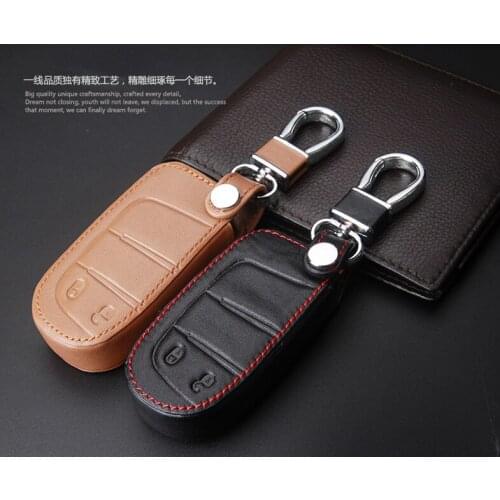2 Button Keyless Remote Key Case Leather Cover Fob For Dodge Challenger Charger Dart Durango Journey Chrysler 300