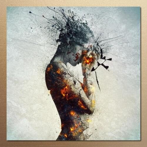 Modern art portrait woman painting Deliberation abstract paintings for bedroom decor High quality hand painted