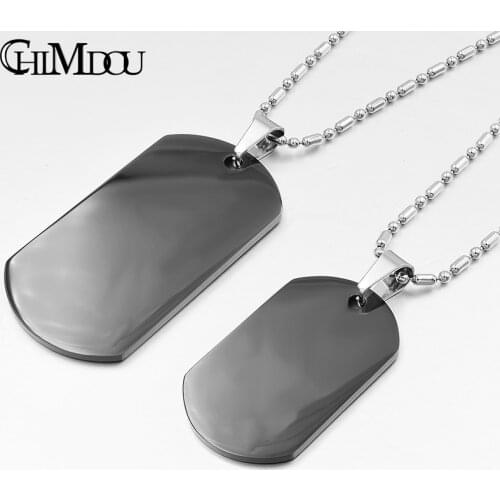CHIMDOU 2019 Hot Sale Dog Tag Black 316 Stainless Steel Pendant Necklace metal stamping blanks tags military Soldiers rock KJP13
