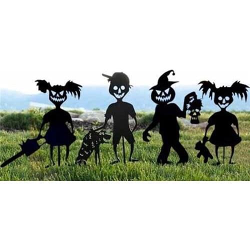 Little Devil Garden Statues Sculptures Garden Pile Metal Scare Children Silhouette Garden Metal Decoration Landscape Ornaments