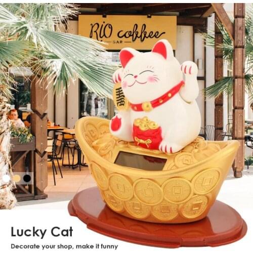 Solar Powered Maneki neko Wealth Shaking Hands Lucky Cat Beckoning Fortune Cute Cat For Home Car Hotel Restaurant Decor Craft